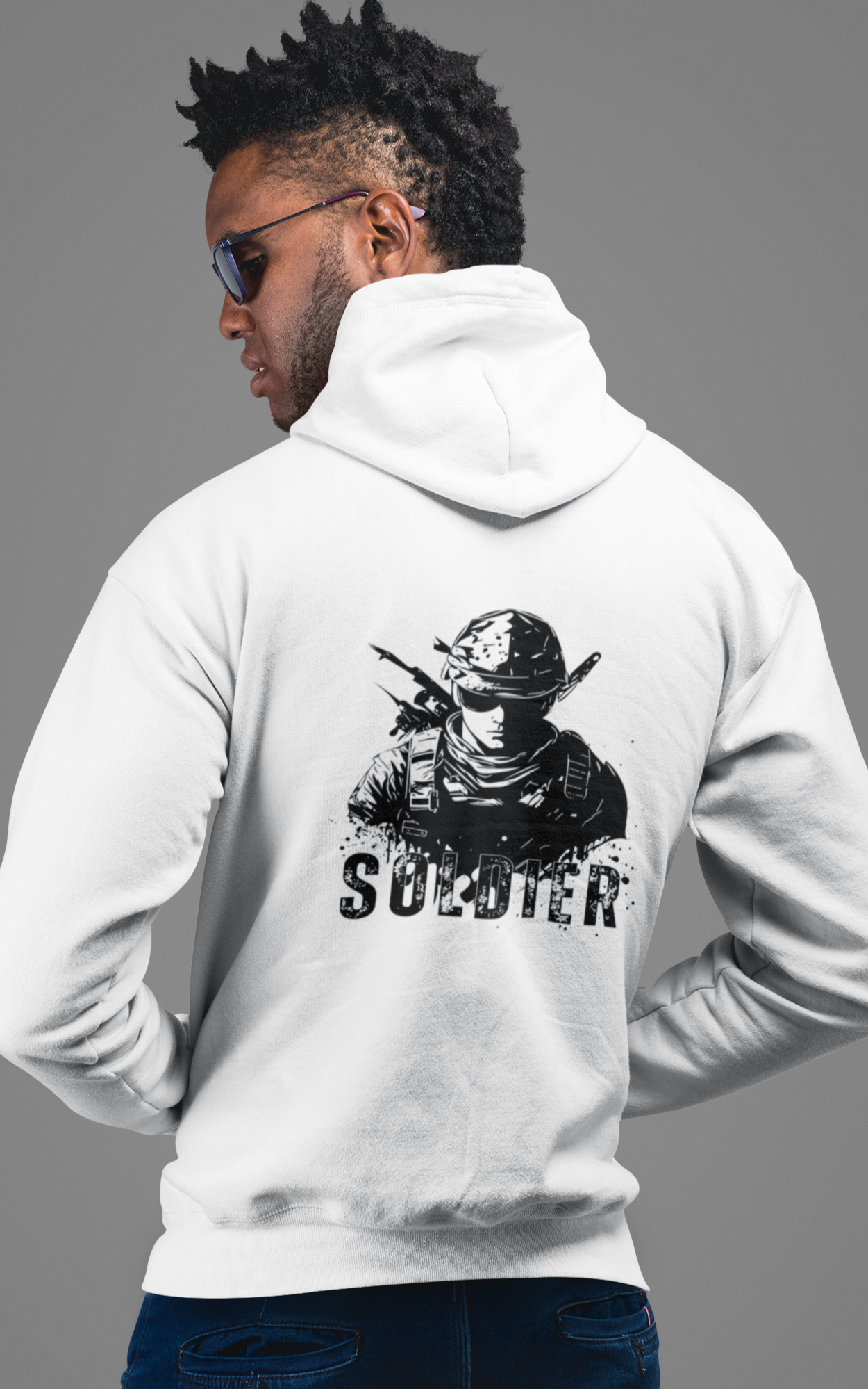 Soldier-Themed Hoodie for Men - Bold & Patriotic