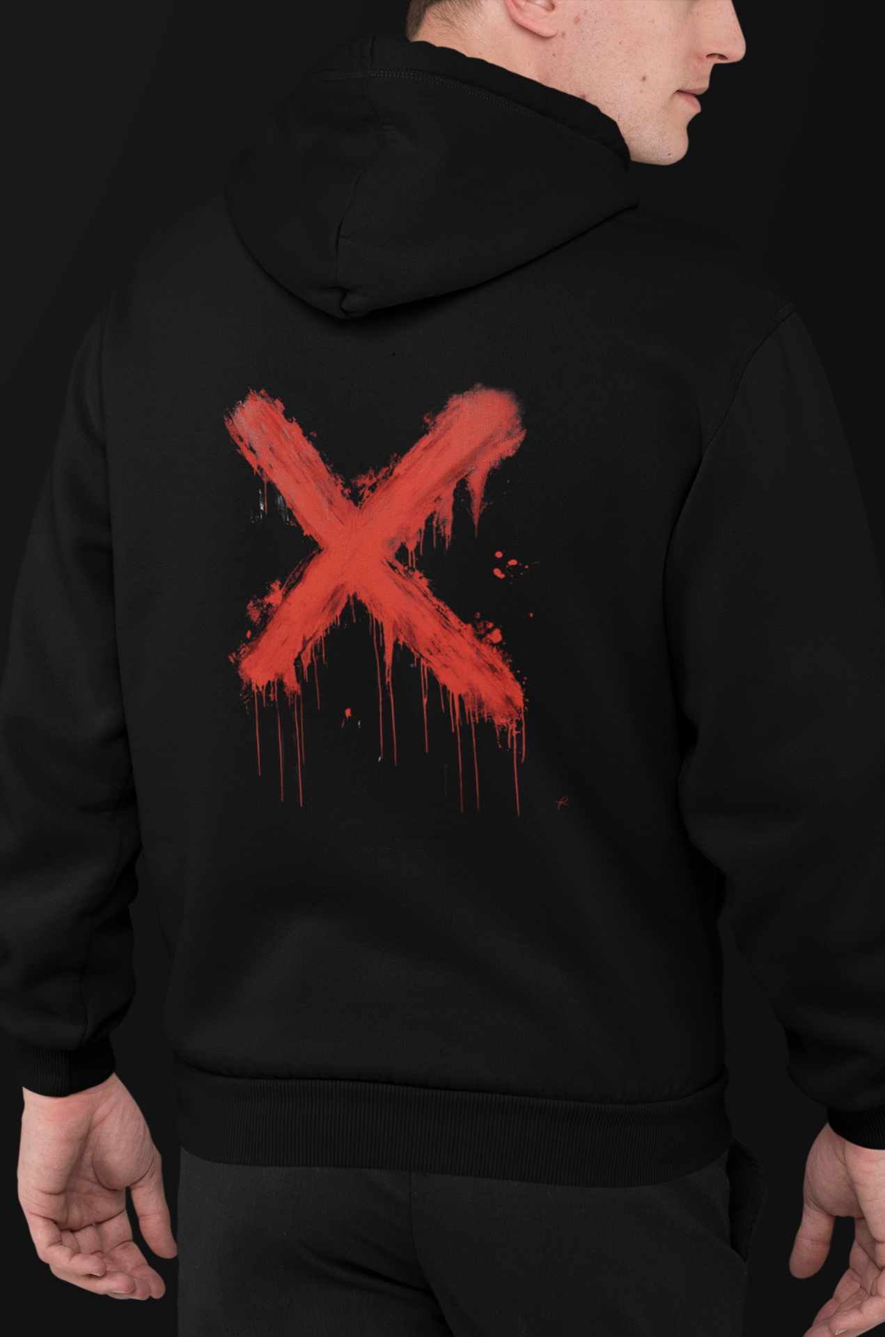 Rugged X Blood Spray Hoodie - Bold & Edgy Design