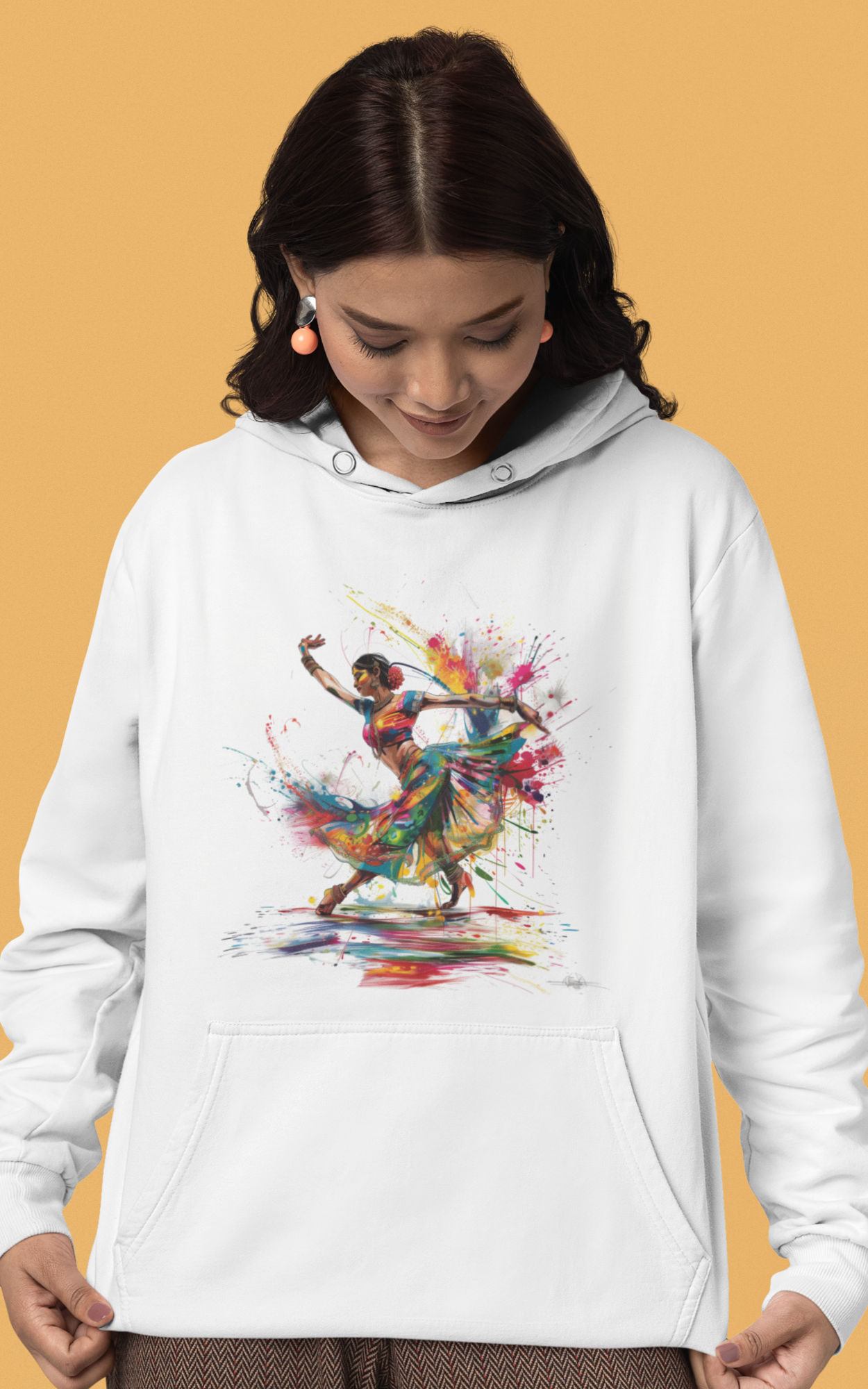 Fusion Indian Dance Hoodie for Women - Vibrant & Artistic